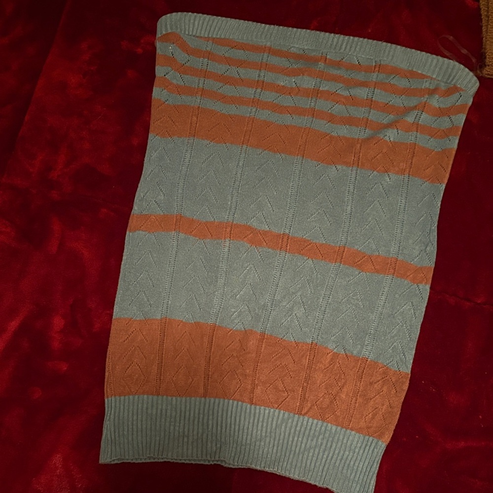 Striped tan and light blue Sweater tube top